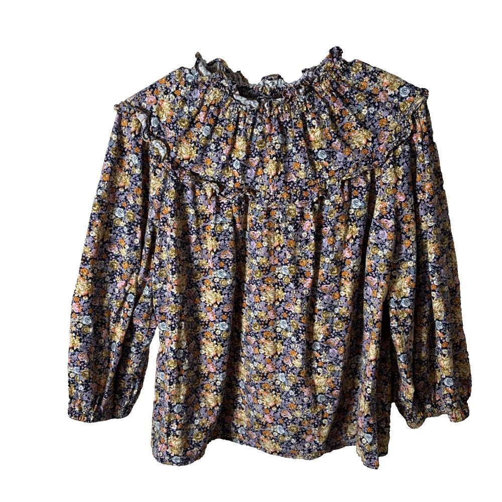 Universal Thread Blouse Women's Medium Ruffle 3/4 Sleeve Cottage Top Shirt